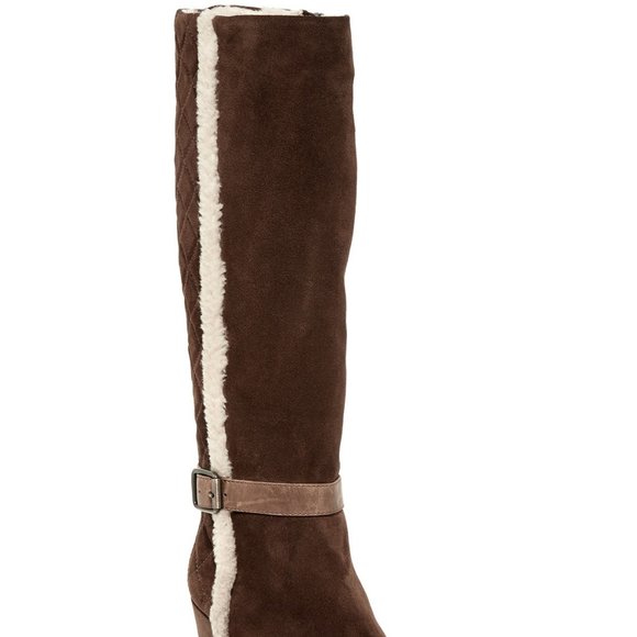 Aquatalia Italy New Tall Weatherproof Wedge Boot NIB Suede Leather Women's πHP - Picture 6 of 16